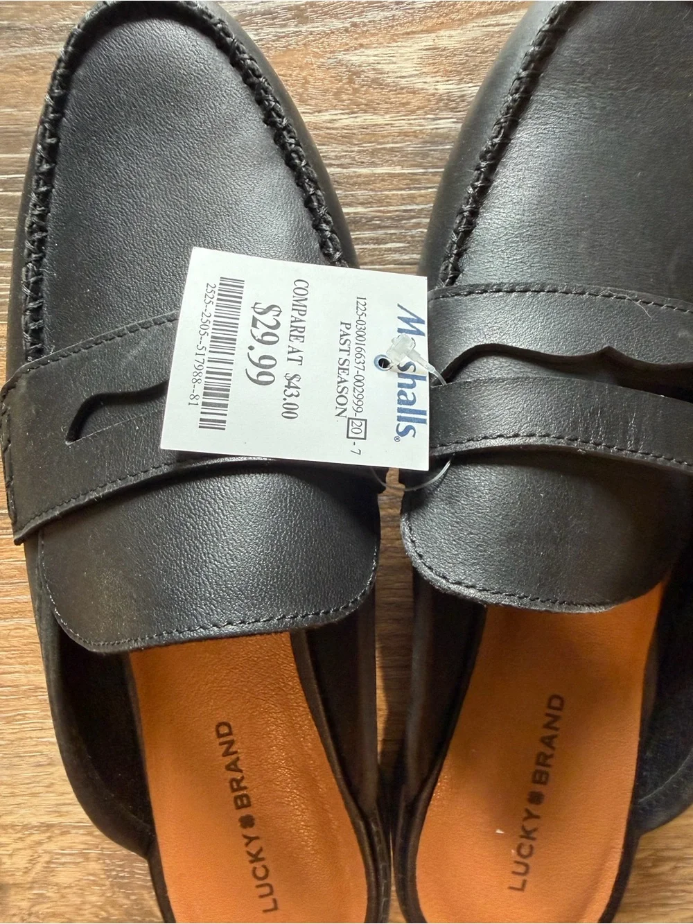 Lucky Brand Black Leather Slip-On Penny Loafers